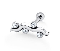 Stone Set Wave Shaped Helix Piercing TIP-39